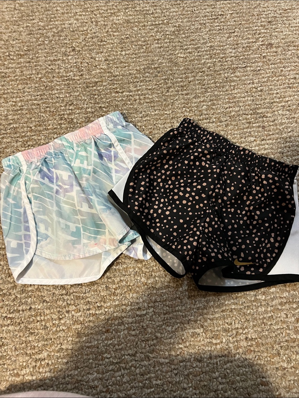 Nike Girls' Black Shorts with Pink Dot Print